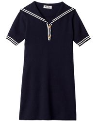 Miu Miu - Cotton Minidress With Sailor Collar - Lyst