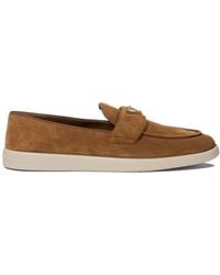 Prada - Suede Leather Loafers - Lyst
