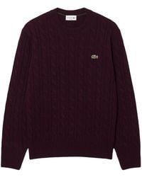 Lacoste - Cable Knit Crewneck Sweater - Lyst