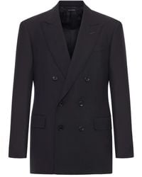 Tom Ford - Double-Breasted Wool Twill Jacket - Lyst