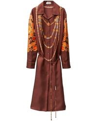 Versace - Printed Silk Twill Mini Shirt Dress - Lyst