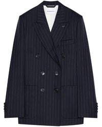 Givenchy - Doublebreasted Pinstripe Wool Jacket, Dark - Lyst