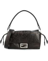 Fendi - Baguette® Soft Medium In Black Crackled Leather - Lyst