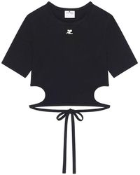Courreges - Ribbon Cut Out Contrast T-Shirt - Lyst