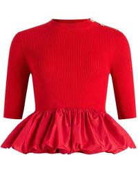 Patou - Ruffle Hem Ribbed Jumper - Lyst