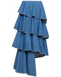 Alaïa - Denim Spiral Skirt - Lyst