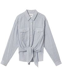 Isabel Marant - 'Nath' Shirt With Front Bow And All-Over Striped Motif - Lyst