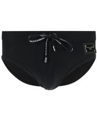 Dolce & Gabbana - Logo Plaque Swim Trunks - Lyst