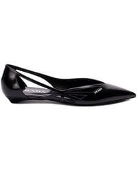 Prada - 15Mm Cut-Out Leather Ballerina Shoes - Lyst