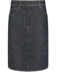 Fendi - Dark Ff Denim Skirt - Lyst