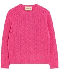 Valentino Garavani - Cable Knit Mouliné Wool Sweater - Lyst