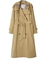 Burberry - Check Collar Long Castleford Trench Coat - Lyst