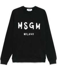 MSGM - Logo Print Crew Neck Sweatshirt - Lyst