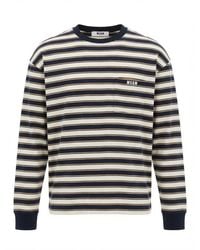 MSGM - Crew Neck Striped T-Shirt - Lyst
