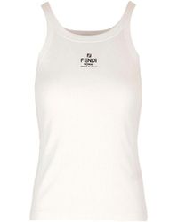 Fendi - Ribs Top With Logo Embroidery - Lyst