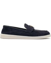 Prada - Suede Triangle Loafers - Lyst
