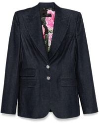 Dolce & Gabbana - Single-Breasted Denim And Silk Turlington Jacket - Lyst