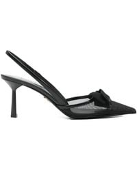 Prada - Bow Detail Mesh Slingback Pumps - Lyst