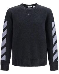 Off-White c/o Virgil Abloh - Crew Neck Sweater With Fuzzy Diagonal Pattern - Lyst
