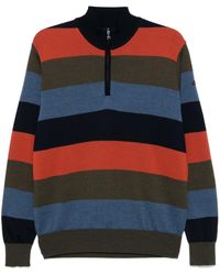 Paul & Shark - Striped Half Zip Wool Sweater - Lyst