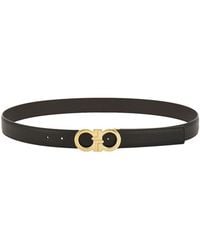 Ferragamo - Grained Leather Reversible Gancini Belt Accessories - Lyst