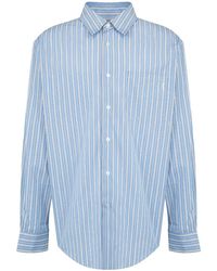 Saint Laurent - Cassandre Shirt In Striped Cotton Poplin - Lyst