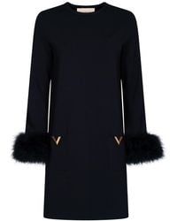 Valentino Garavani - Knit Dress With V Logo And Feather Details - Lyst