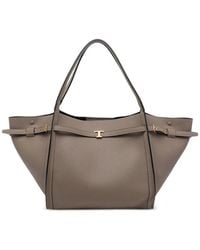 Tod's - Medium Leather Shopping Bag With T Timeless Strap - Lyst