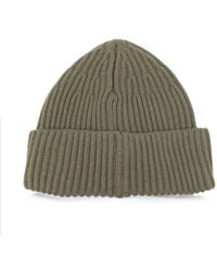 Stone Island - Ribbed Wool Beanie With Compass Patch - Lyst