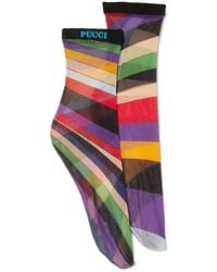 Emilio Pucci - Iris-Print Tulle Socks - Lyst