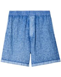 Burberry - Logo Linen Shorts - Lyst