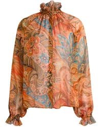 Etro - Silk Shirt With Ruffles And Paisley Pattern - Lyst