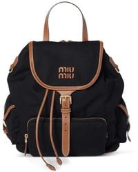 Miu Miu - Canvas And Leather Large Backpack - Lyst