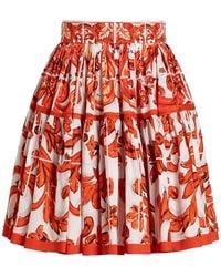 Dolce & Gabbana - Dolce & Gabbana Majolica-Print Poplin Short Skirt - Lyst