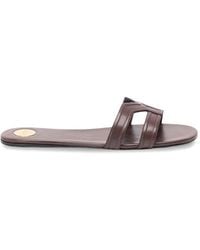 Saint Laurent - Mabrouka Smooth Leather Slides - Lyst