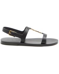 Saint Laurent - Smooth Leather Pepe 05 Sandals With T-Strap Arch Band Shoes - Lyst