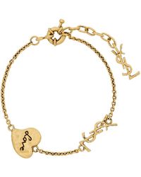 Saint Laurent - Cassandre Heart Brass Bracelet - Lyst