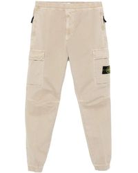 Stone Island - Tapered Fit Cotton Cargo Pants With Elasticated Waistband - Lyst
