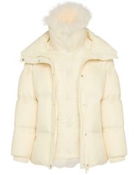 Yves Salomon - Ys Army Collection: Mid-Length Down Jacket With Removable Bib And Lambswool Trim Clothing - Lyst