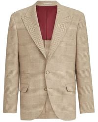 Brunello Cucinelli - Cashmere Blend Checked Single-Breasted Blazer - Lyst