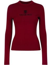 Balenciaga - Ribbed Crewneck Long-Sleeved Fitted Top - Lyst