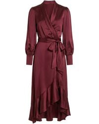 Zimmermann - Silk Wrap Midi Dress - Lyst