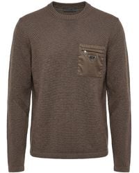 Prada - Wool Sweater With Nylon Patch Pocket - Lyst