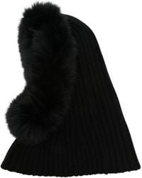 Yves Salomon - Ribbed Wool And Cashmere Balaclava With Fur Trim - Lyst