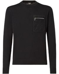 Fendi - Breast Pocket Wool Pullover Clothing - Lyst