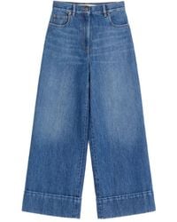 Valentino Garavani - Wide Leg Denim Pants With V - Lyst