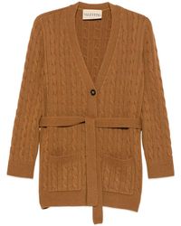 Valentino Garavani - Cashmere Cable Knit Cardigan With Belt - Lyst