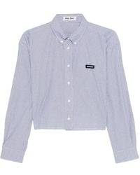 Miu Miu - Crop Check Poplin Shirt - Lyst
