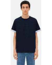 Bottega Veneta - Striped Double Layer Cotton T-Shirt - Lyst