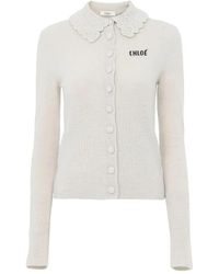 Chloé - Crocheted Collar Wool Cardigan - Lyst